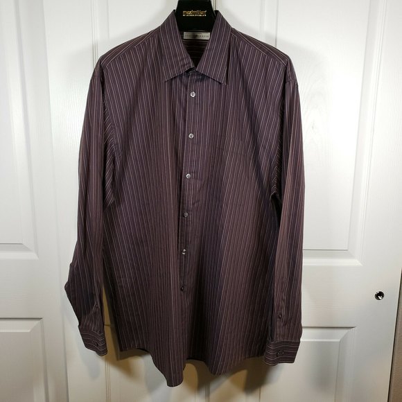 Joseph Abboud Mens Brown Stripe Cotton 